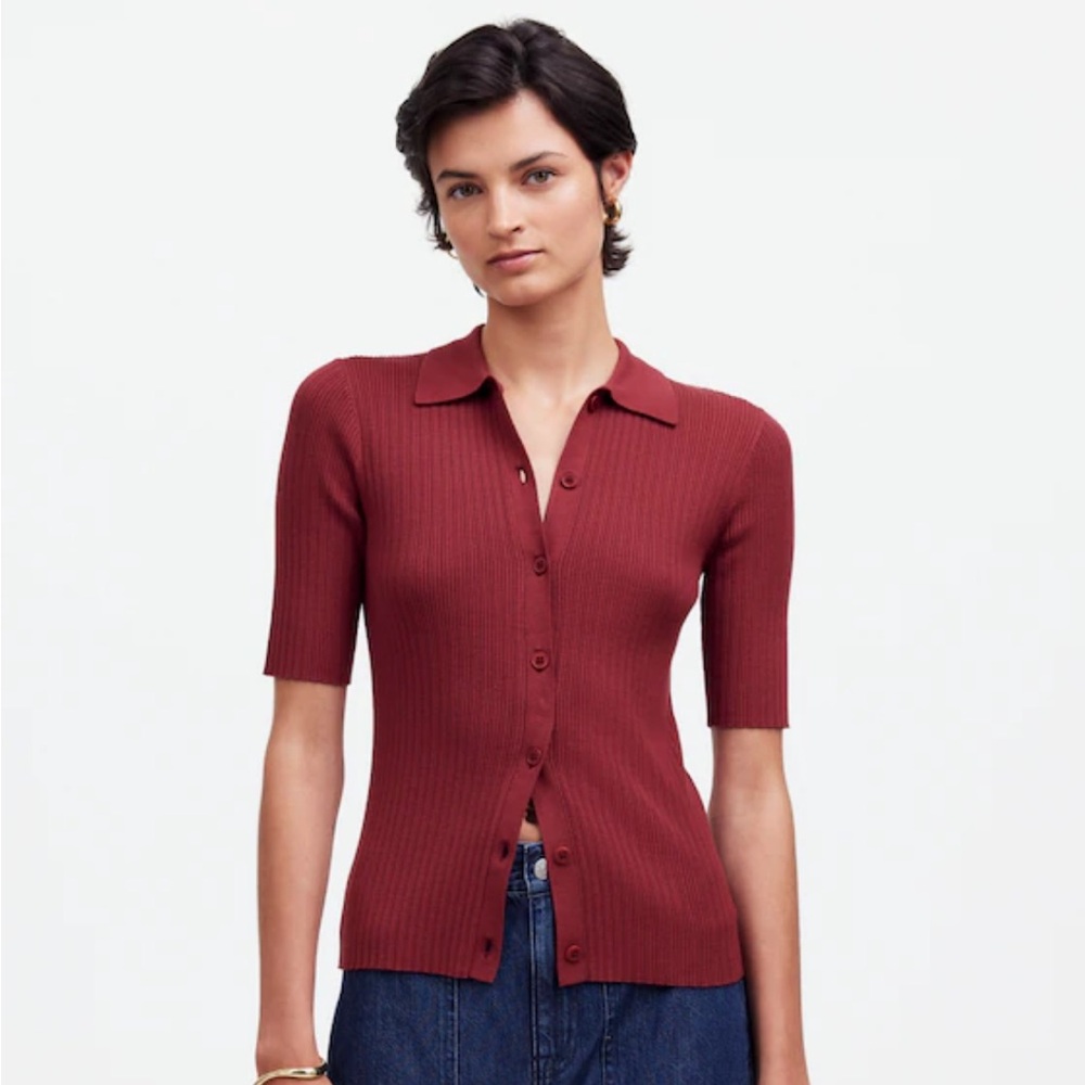 Madewell The Signature Knit Sweater Polo Tee